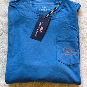 NWT Vineyard Vines Boys Long Sleeve Pocket Tee Vintage Basketball Whale Size XL